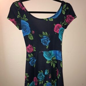 Floral Navy Blue cut out dress
